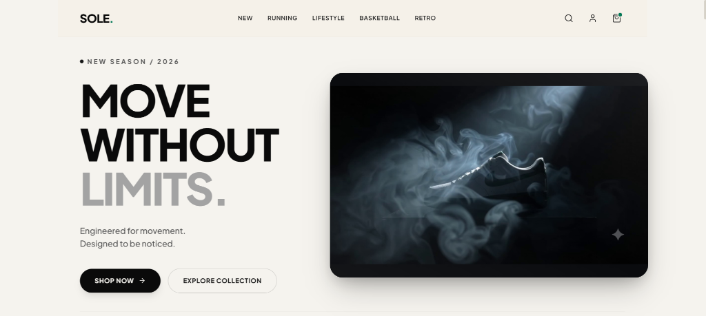 Sole Footwear - 3D Interactive Shoe Experience & E-Commerce Showcase